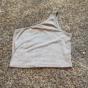 one shoulder ribbed crop cami